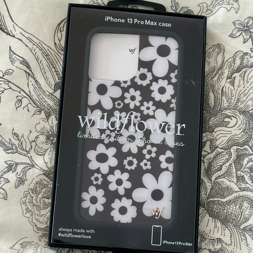 Wildflowers iPhone 13 Pro Max Case - Black and White Floral